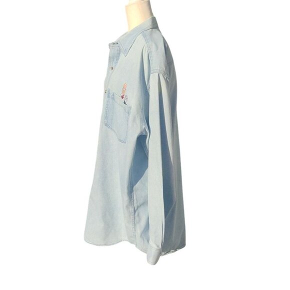 Dilbert Cartoon River Washed Denim Shirt By Aspen Gold Size X-Large - Picture 9 of 11